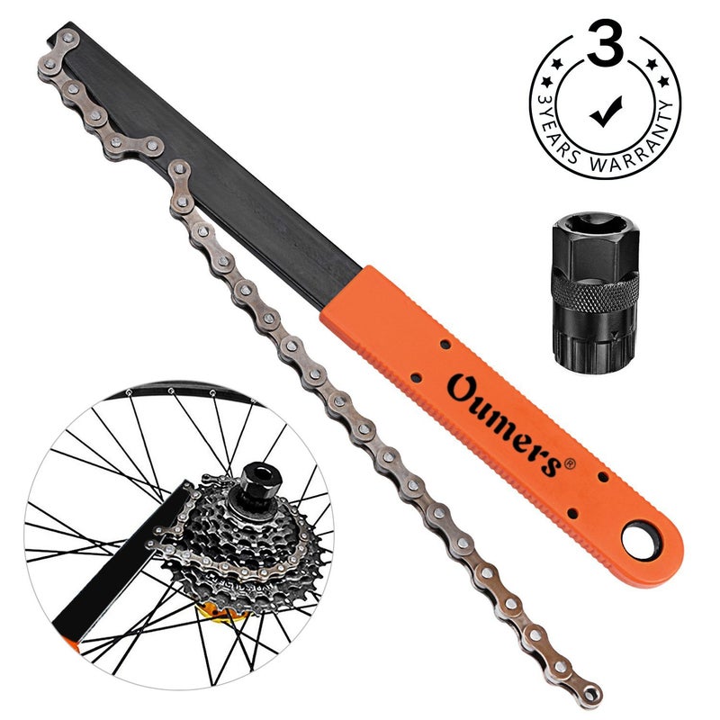 Oumers Bike Chain Tools Kit, Upgrade Rotor Lockring Removal Wrench & Chain Whip with Cassette/Bicycle Flywheel Remover Sprocket Remover Tool Pack - Image 2